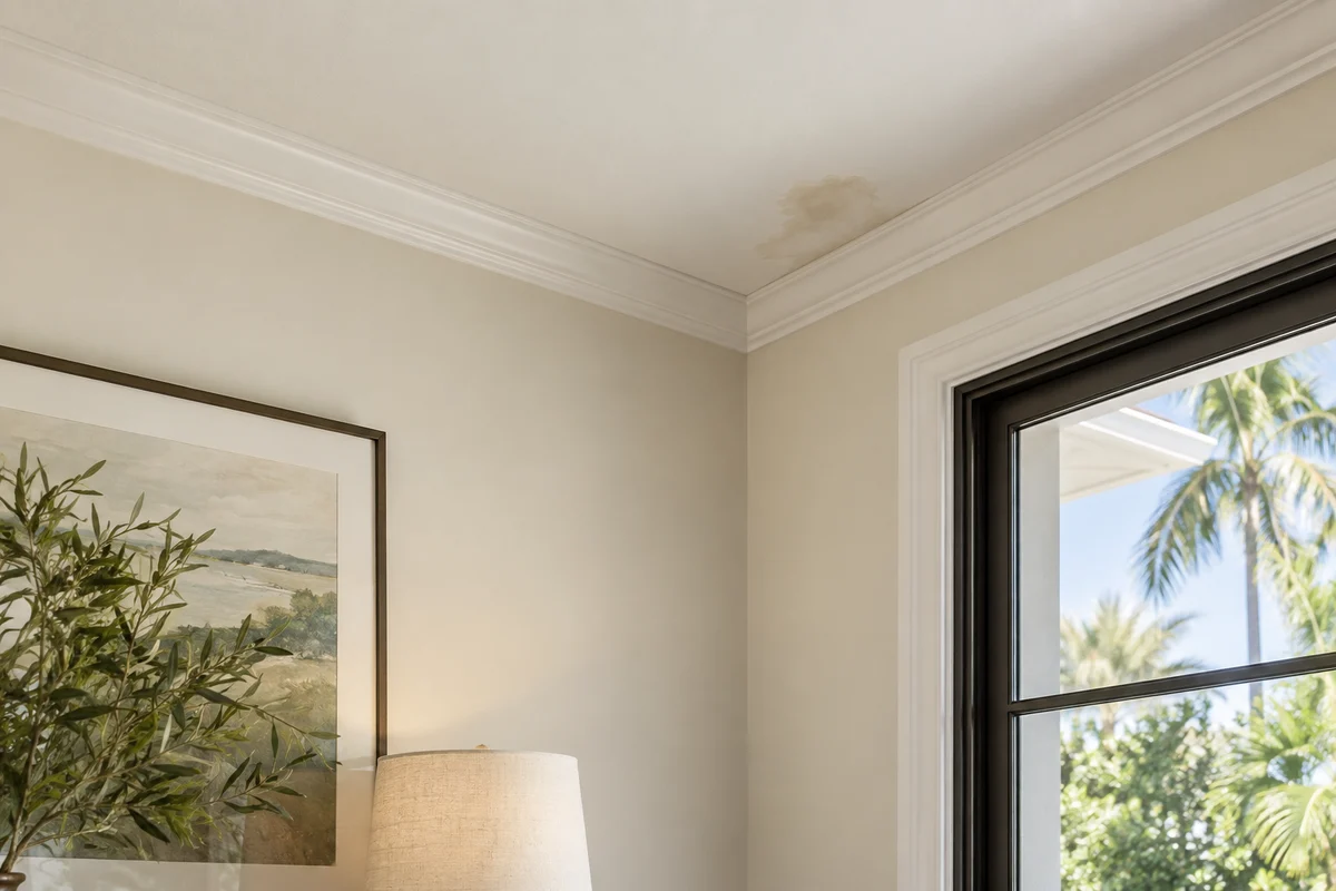 Illustrative ceiling mark at the corner of a room